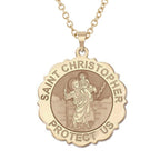 Saint Christopher Scalloped Round Religious Medal