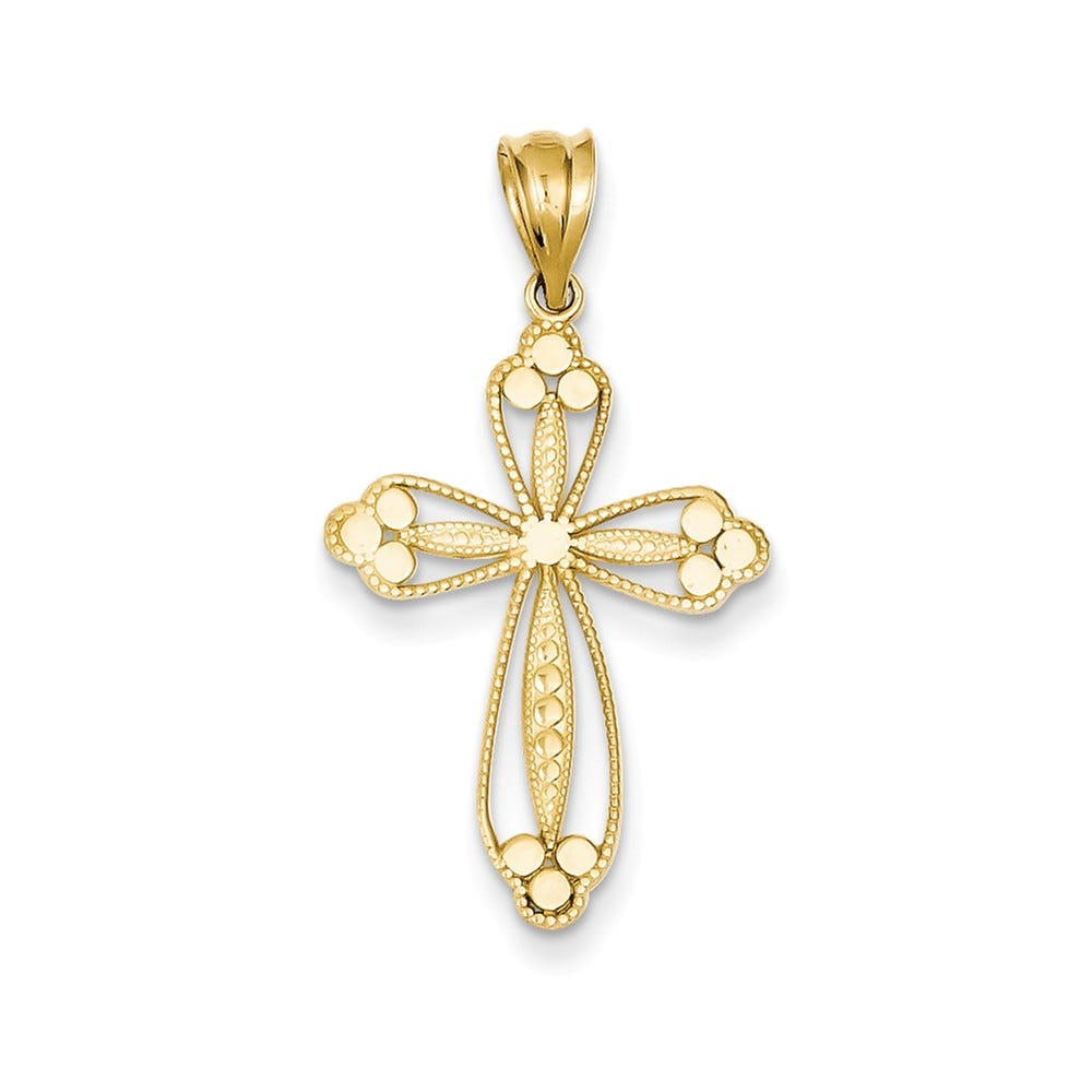 14K Budded Cross Pendant
