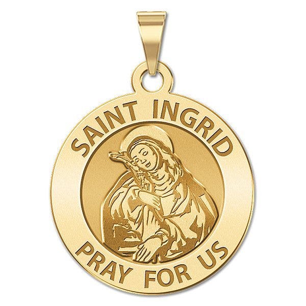 Saint Ingrid Round Religious Medal