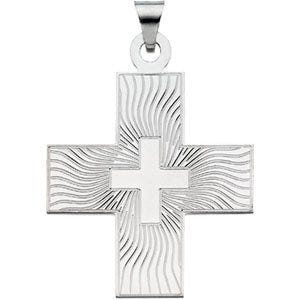 14K White Gold Greek Cross Pendant