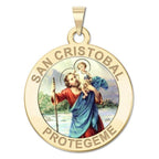 San Cristobal Round Religious Color Medal