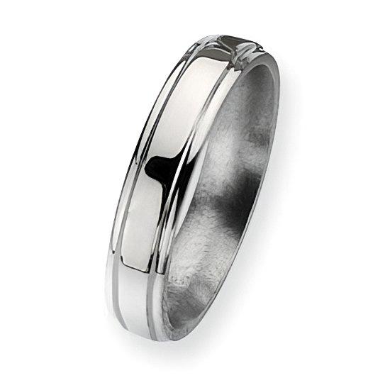 Titanium Ridged-Edge Approx. 0.20 Inch Polished Wedding Band