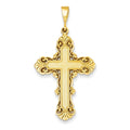 14K Gold Fleur De Lis Cross Pendant