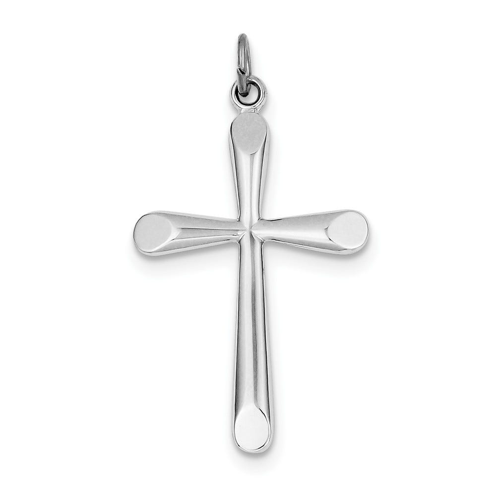 Rhodium Plated Polished Cross Pendant