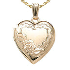 14K Gold Filled Heart Floral Design Photo Locket