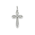 14K White Gold Diamond Cross Pendant