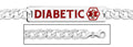 Sterling Silver Medical ID Diabetic Bracelet w/ Curb Chain W/ Red