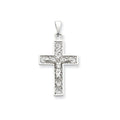 14K White Gold Scrollwork Crucifix Pendant