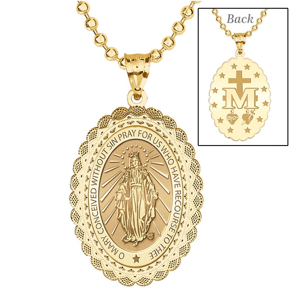 Miraculous Medal Doily Border Oval