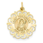 Saint Philomena Round Filigree Religious Medal