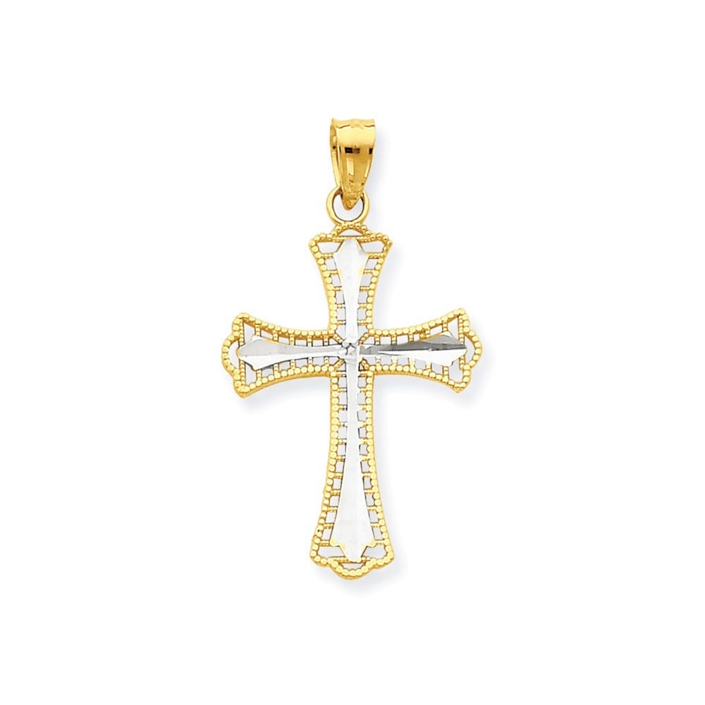 10K Gold Diamond-Cut Cross Pendant