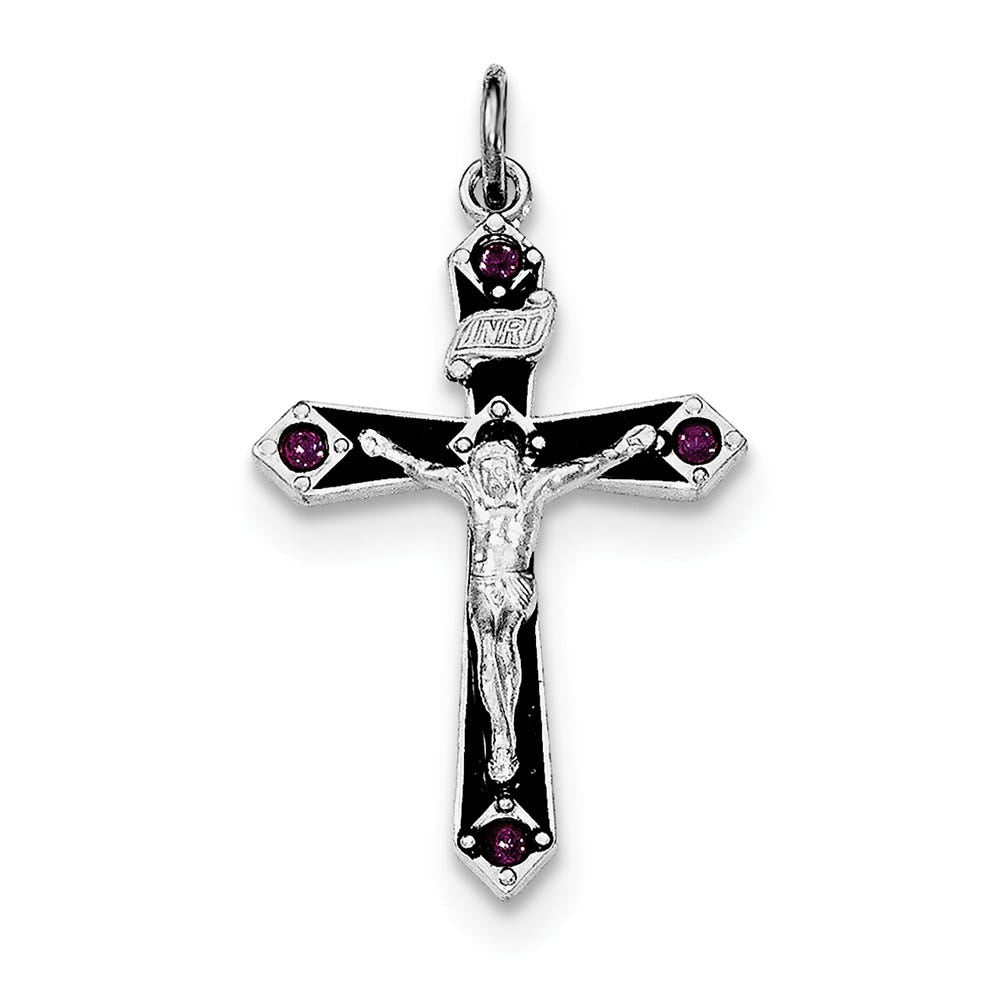 Crucifix Pendant With Purple Cz