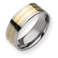 Titanium 14K Gold Inlay Approx. 0.31 Inch Polished Wedding Band