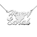 Stacked Script Name Necklace with Heart
