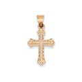 14K Rose Gold Heart Hollow Cross Pendant