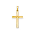14K Yellow Gold Hollow Double-Edge Cross Pendant