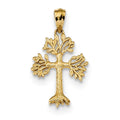 14K Polished Tree Cross Pendant