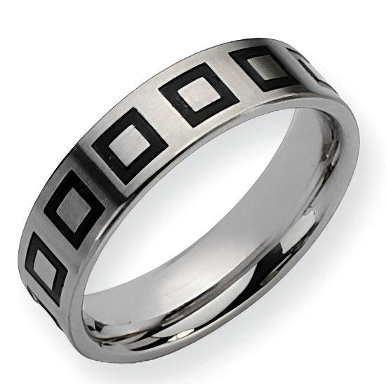 Stainless Steel Enameled Flat Approx. 0.24 Inch Brushed Wedding Band
