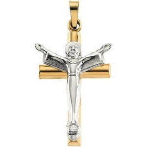 Two Tone Risen Christ Crucifix Pendant