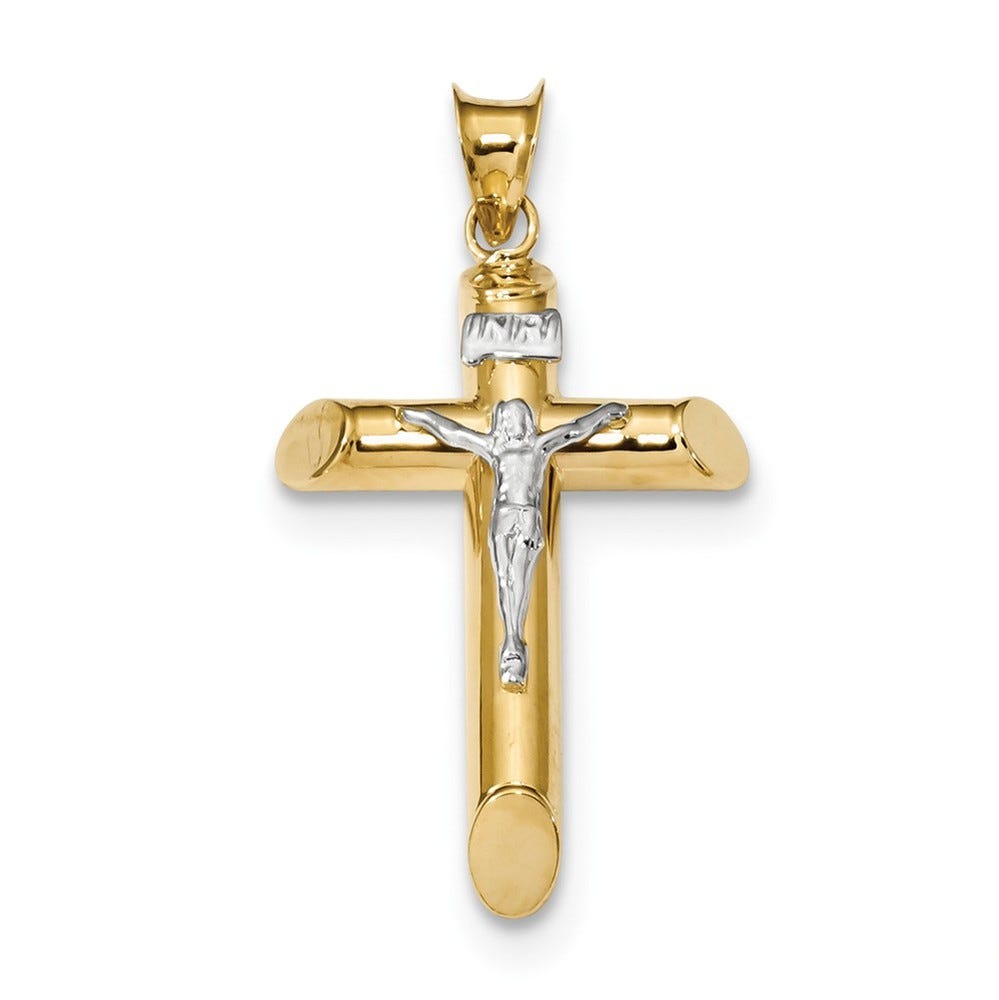 Two Tone Polished Crucifix Pendant