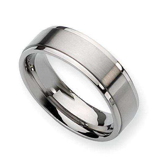 Titanium Ridged Edge Approx. 0.28 Inch Brushed and Polished Wedding Band