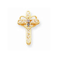 14K Genuine Two Stone Mother's Cross Pendant