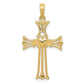 14K Yellow Gold Claddagh Cross Pendant
