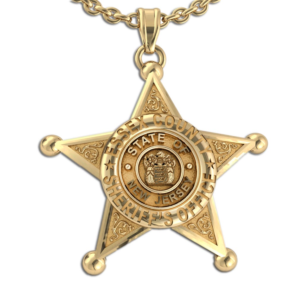 Personalized 5 Point Star Sheriff Badge Necklace or Charm - Shape 1
