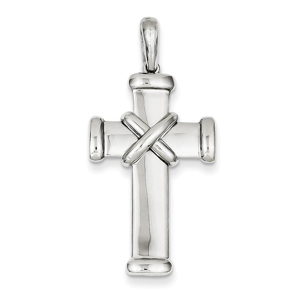 14K White Gold Latin Ringed-Arm Cross Pendant