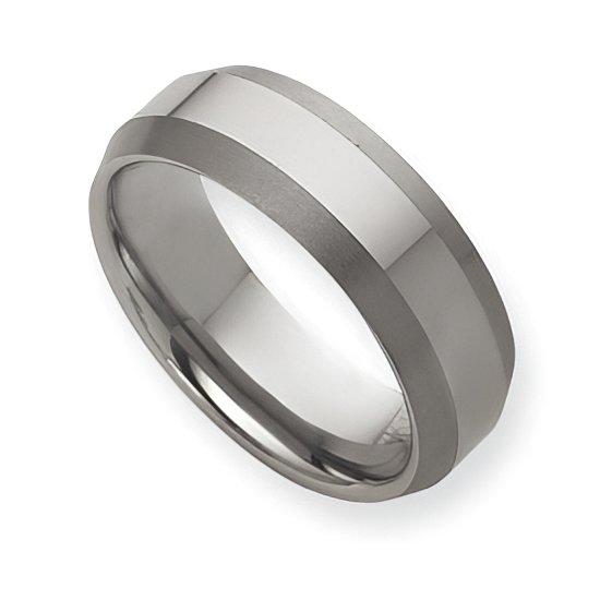 Tungsten Beveled Edge Approx. 0.31 Inch Brushed and Polished Wedding Band