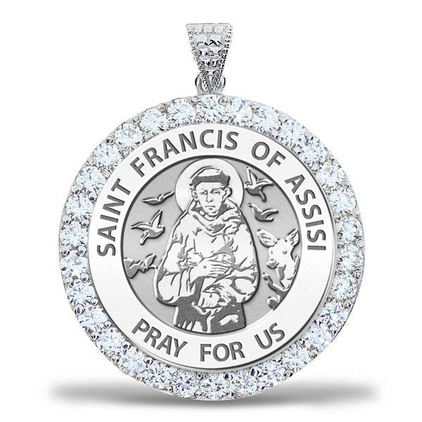Saint Francis Of Assisi Cz Round Medal