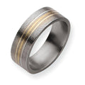 Titanium 14K Gold and Sterling Silver Inlay Approx. 0.31 Inch Satin Wedding Band
