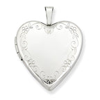 14K White Gold Floral Border Heart Photo Locket