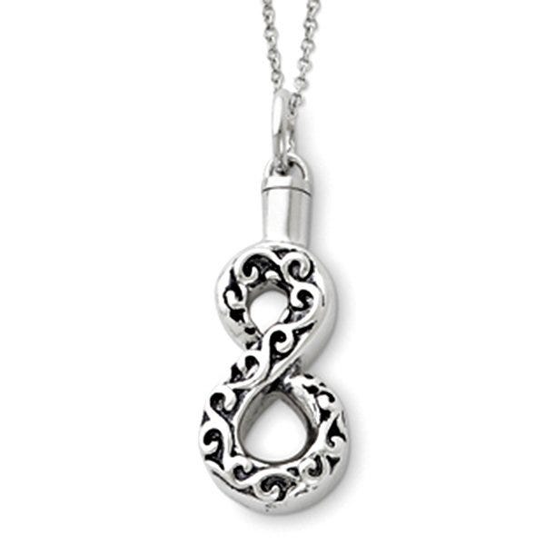 Antiqued Infinity Remembrance Cremation Ash Holder with 18 Inch Chain
