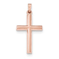 14K Rose Gold Brushed And Polished Hollow Cross Pendant