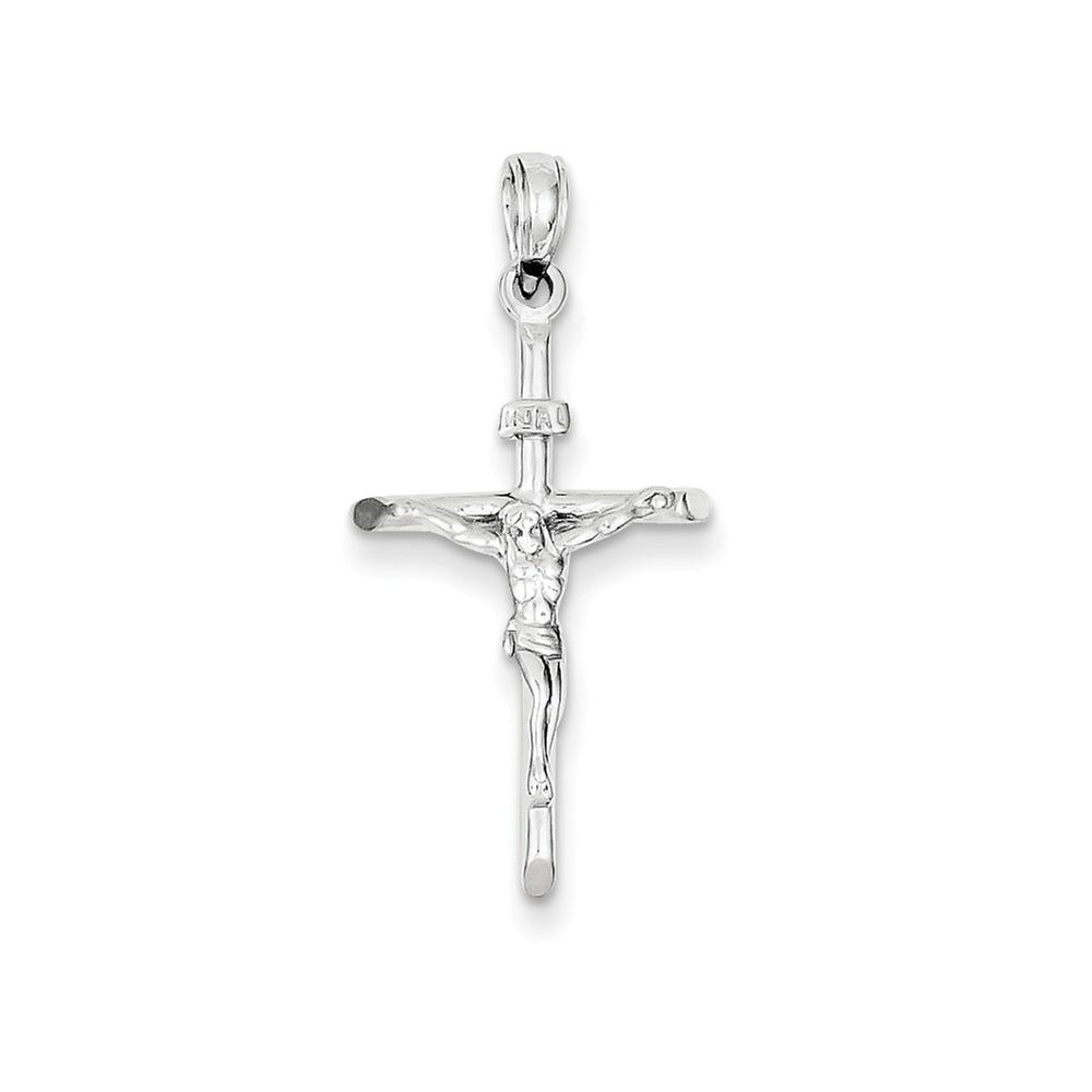 14K White Gold Inri Crucifix Pendant