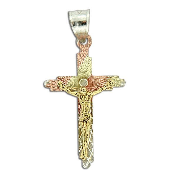 Tri-Color Crucifix Cross Pendant
