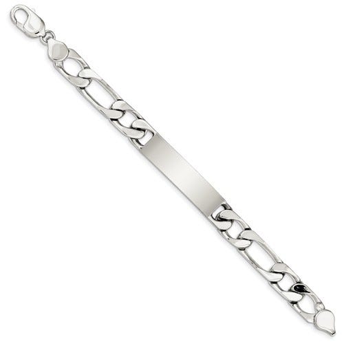 Custom Engraved Sterling Silver Men's Figaro Link ID Bracelet