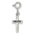 Sterling Silver Cz Faith Cross Clip-On Charm