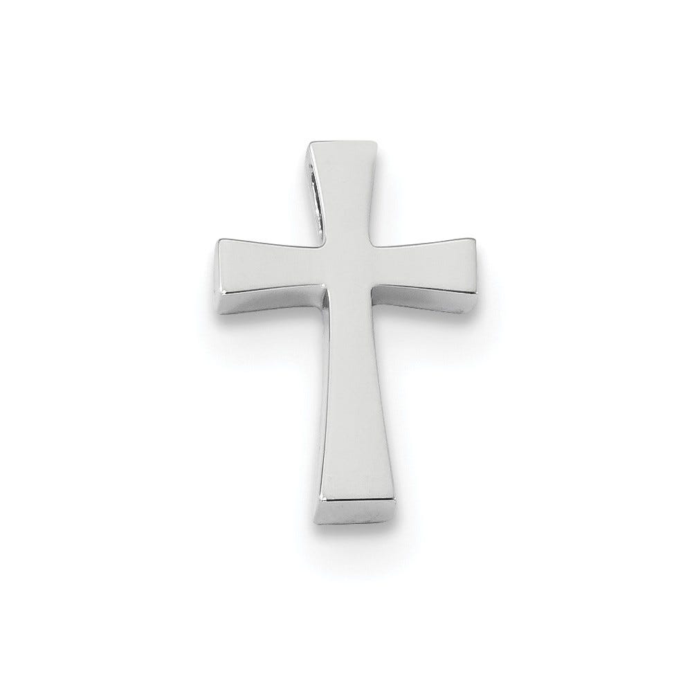 14K White Gold Polished Cross Chain Slide