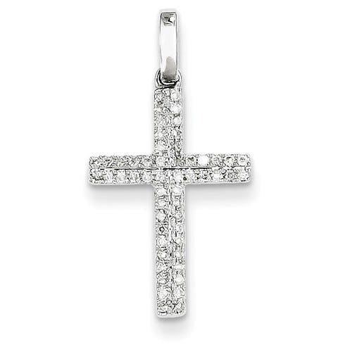14K White Gold Diamond Small Cross Pendant