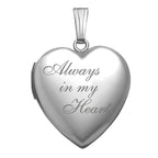 14K White Gold Always In My Heart Photo Locket