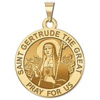 Saint Gertrude The Great Round Religious Medal
