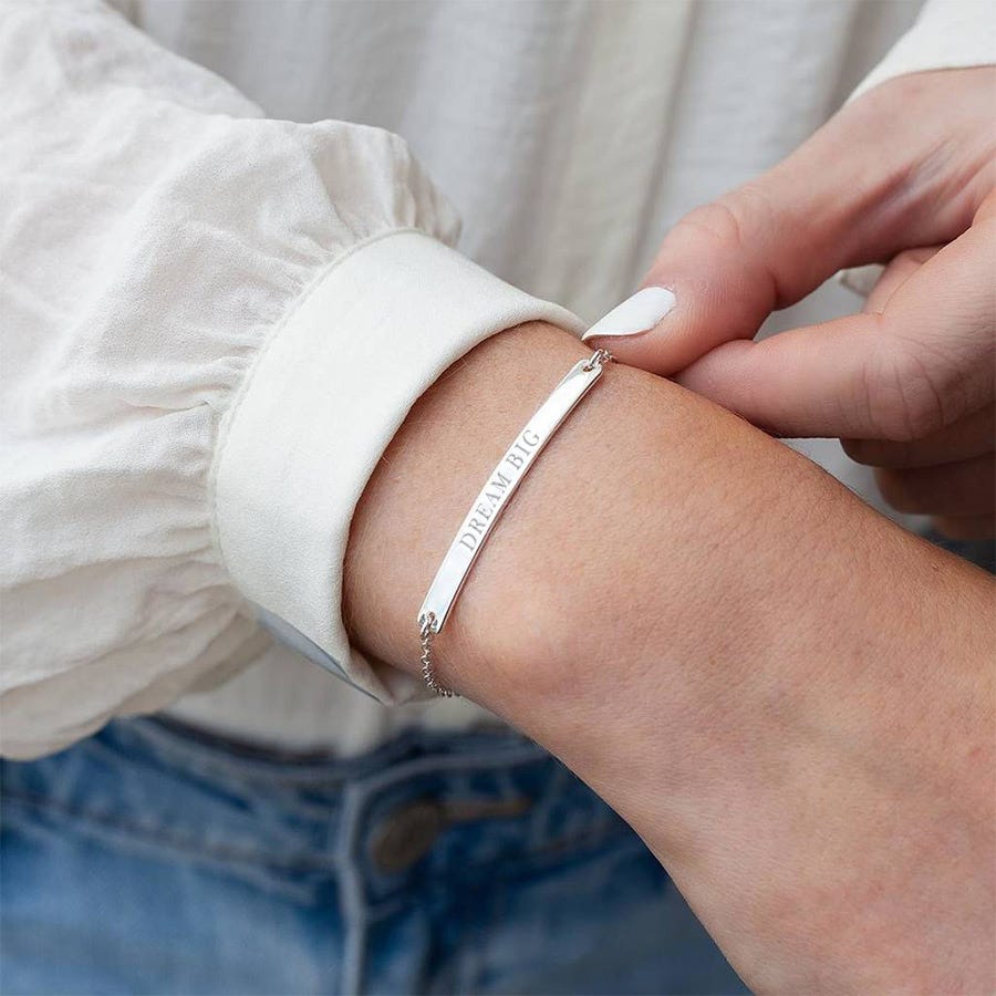 Dainty Thin Name Bar Bracelet