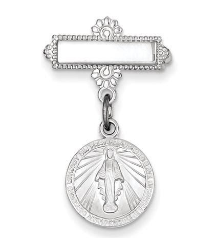 Miraculous Medal Baptismal Brooch