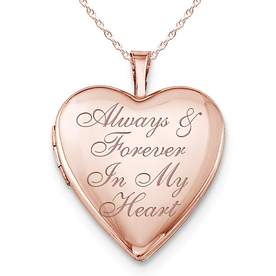 Rose Gold Plated Always & Forever In My Heart Heart Photo Locket