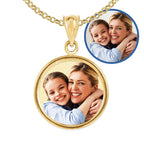 Petite Round Bezel Frame Photo Engraved Pendant