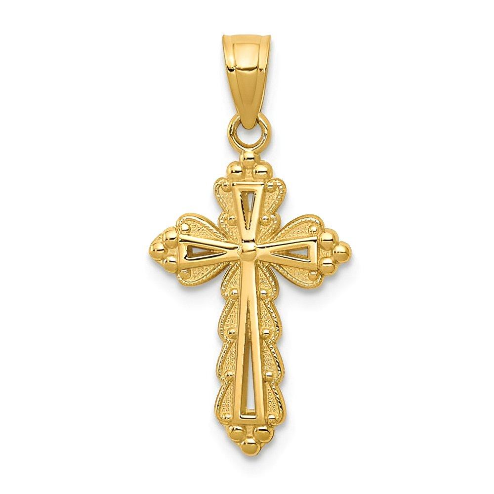 14K Budded Flared-Terminals Cross Charm