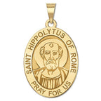 Saint Hippolytus of Rome Oval Religious Medal