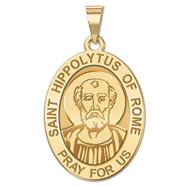 Saint Hippolytus of Rome Oval Religious Medal